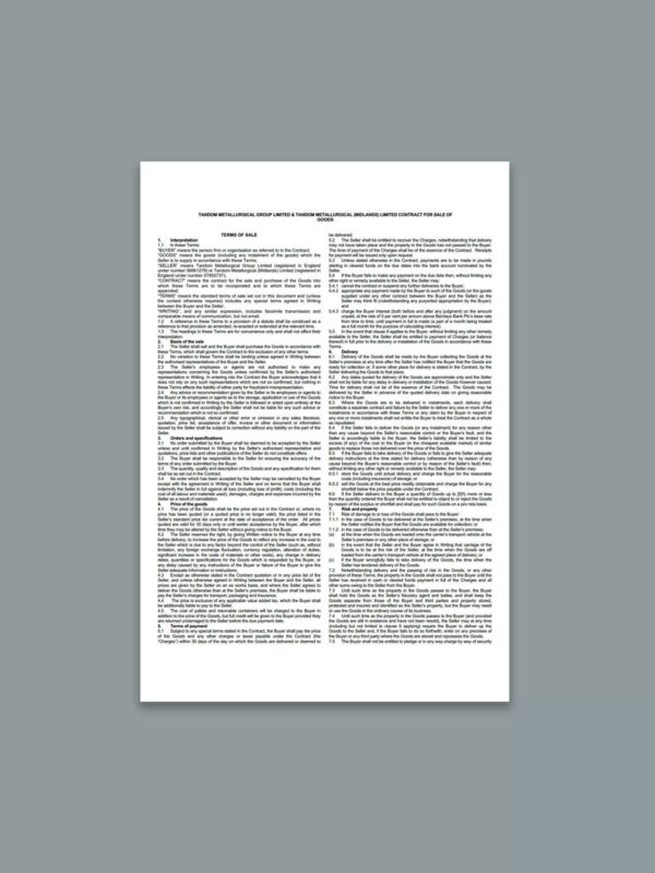 Tandom Terms & Conditions of Sale